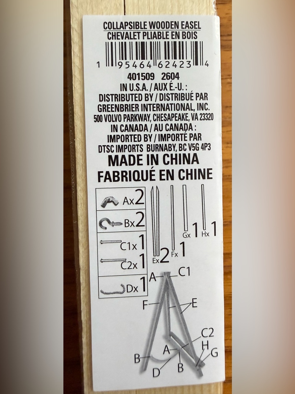 Dritz Collapsible Wooden Easel